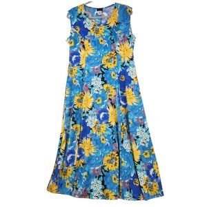 Boutique Dress Sz 1X Floral Maxi Sleeveless Stretch Vacation Feminine Botanical